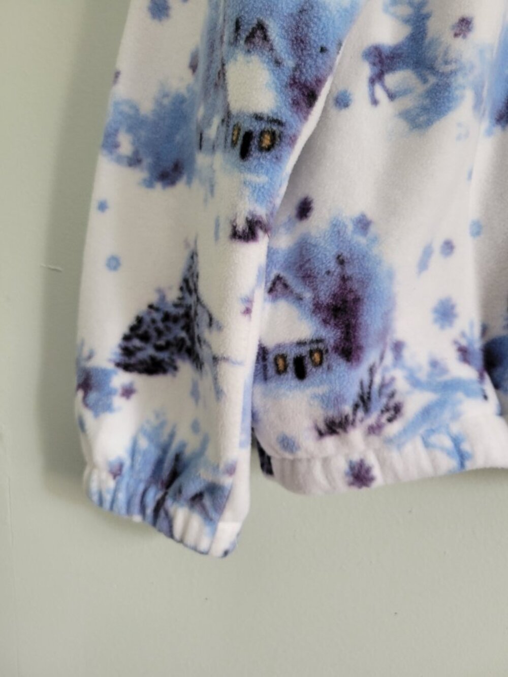 Bon Worth Fleece Jacket Women's PM Winter Scene Full Zip Long Sleeve 90s Vintage - Picture 2 of 5